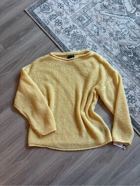 ASOS Yellow Open-Knit Crew Neck Sweater